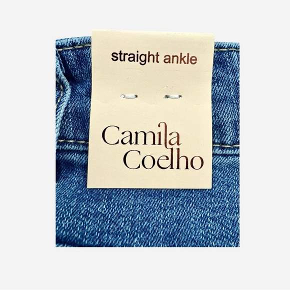 Camila Coelho Women’s Blue Embroidered Straight Ankle Jeans Sz 8 - Picture 12 of 14